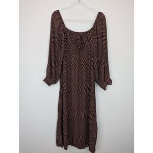 Faithfull The Brand Dress Womens Medium 6 Brown White Polka Dot Tangerina Midi